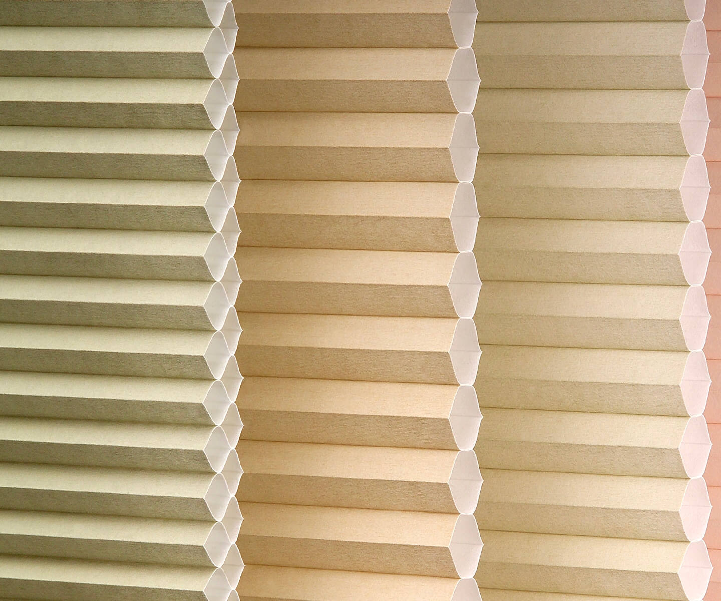 Energy-efficient cellular shades in a cross-section view.
